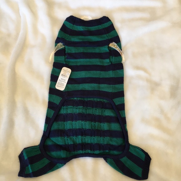 COPY - Blue and Green Striped Cable Knit Dog Sweater L - Picture 2 of 8